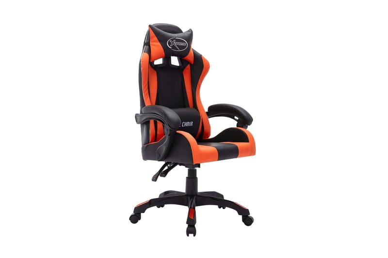 Gamingstol med RGB LED-lampor orange och svart konstläder - Flerfärgad - Möbler - Stolar & fåtöljer - Kontorsstol & skrivbordsstol