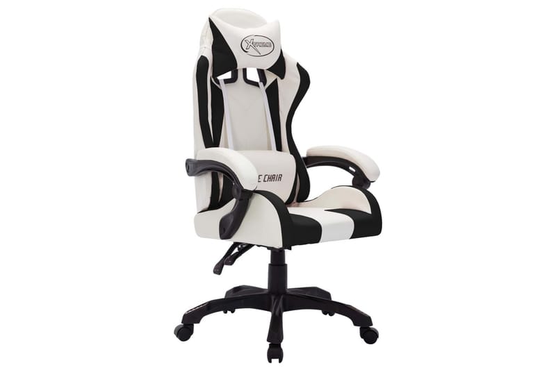 Gamingstol med RGB LED-lampor vit och svart konstläder - Flerfärgad - Möbler - Stolar & fåtöljer - Kontorsstol & skrivbordsstol
