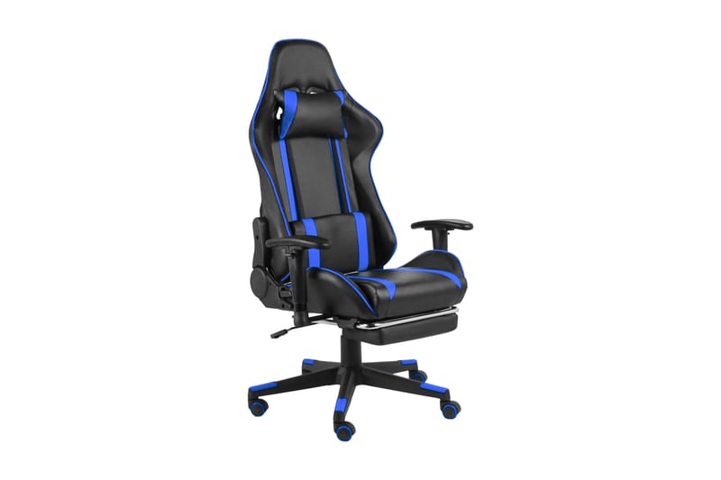 Snurrbar gamingstol med fotstöd blå PVC - Blå - Möbler - Stolar & fåtöljer - Kontorsstol & skrivbordsstol