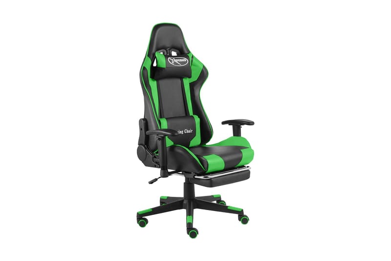 Snurrbar gamingstol med fotstöd grön PVC