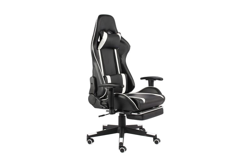 Snurrbar gamingstol med fotstöd vit PVC - Vit - Möbler - Stolar & fåtöljer - Kontorsstol & skrivbordsstol