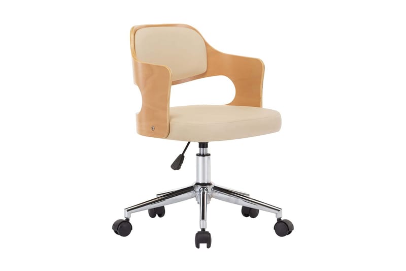 Snurrbar kontorsstol böjträ och konstläder gräddvit - Vit - Möbler - Stolar & fåtöljer - Kontorsstol & skrivbordsstol