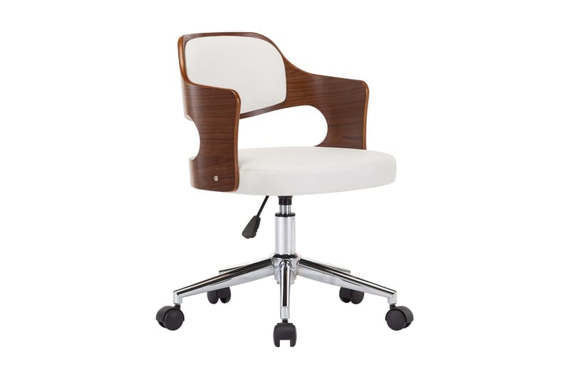 Snurrbar kontorsstol böjträ och konstläder vit - Vit - Möbler - Stolar & fåtöljer - Kontorsstol & skrivbordsstol