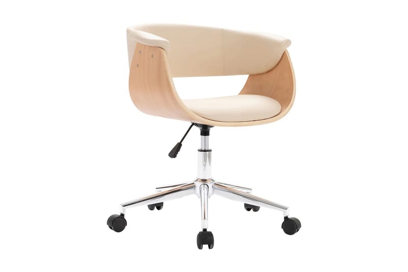 Snurrbar kontorsstol gräddvit böjträ och konstläder - Vit - Möbler - Stolar & fåtöljer - Kontorsstol & skrivbordsstol