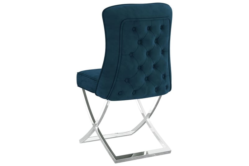 Matstol blå 53x52x98 cm sammet & rostfritt stål - Blå - Möbler - Stolar & fåtöljer - Matstol & köksstol