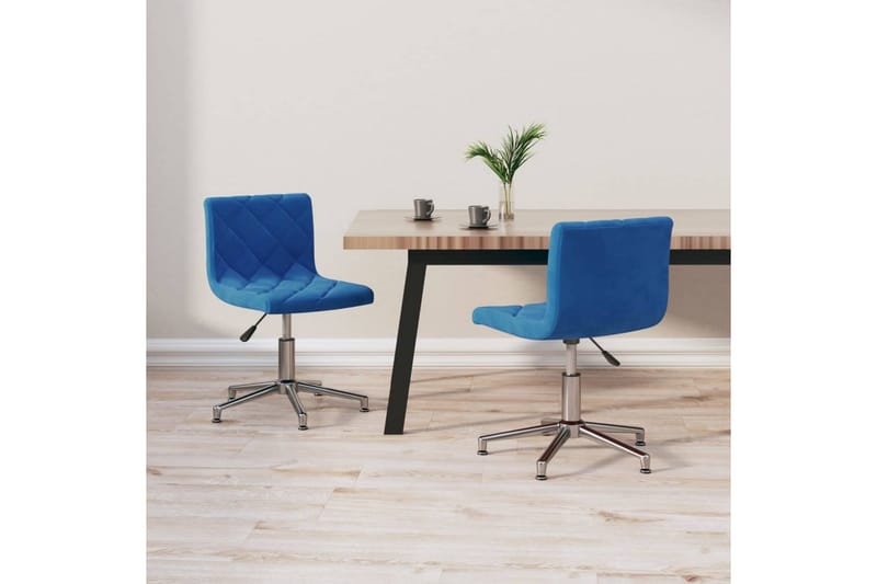 Snurrbara matstolar 2 st blå sammet - Blå - Möbler - Stolar & fåtöljer - Matstol & köksstol