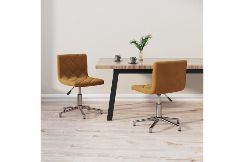 Snurrbara matstolar 2 st brun sammet - Brun - Möbler - Stolar & fåtöljer - Matstol & köksstol