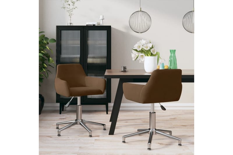 Snurrbara matstolar 2 st brun sammet - Brun - Möbler - Stolar & fåtöljer - Matstol & köksstol