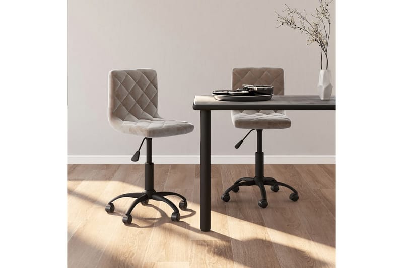 Snurrbara matstolar 2 st ljusgrå sammet - Grå - Möbler - Stolar & fåtöljer - Matstol & köksstol