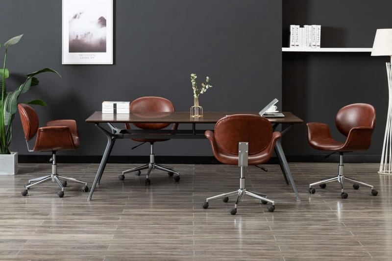Snurrbara matstolar 4 st brun konstläder - Brun - Möbler - Stolar & fåtöljer - Matstol & köksstol
