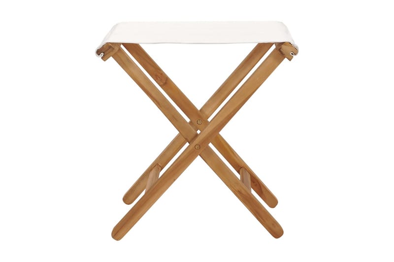 Hopfällbara stolar 2 st massiv teak och tyg gräddvit - Vit - Möbler - Stolar & fåtöljer - Pall & puff - Fotpall