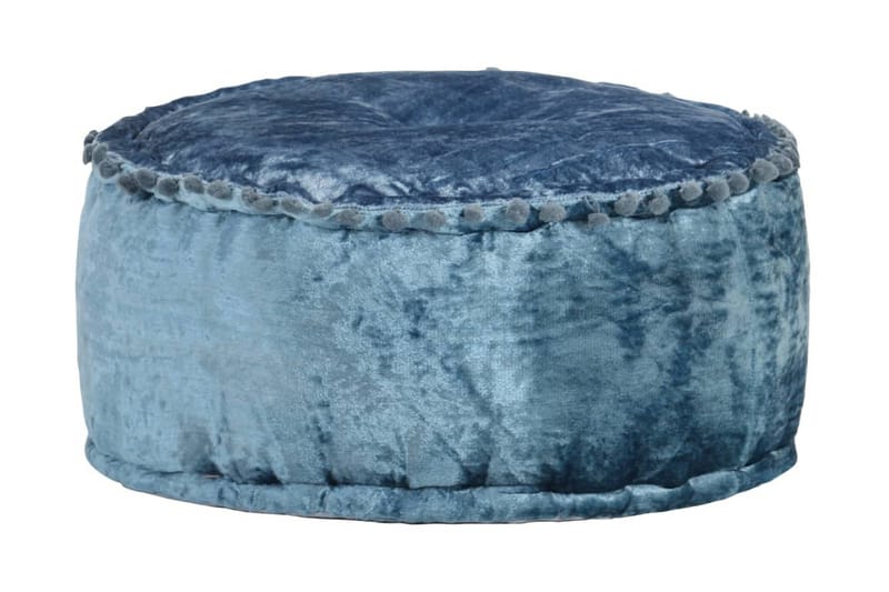 Rund sammetspuff 40x20 cm blå - Blå - Möbler - Stolar & fåtöljer - Pall & puff - Sittpuff