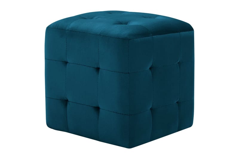 Sängbord 2 st blå 30x30x30 cm sammetstyg - Blå - Möbler - Stolar & fåtöljer - Pall & puff - Sittpuff