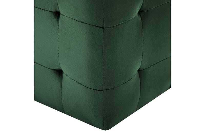 Sittpuff 2 st grön 30x30x30 cm sammetstyg - Grön - Möbler - Stolar & fåtöljer - Pall & puff - Sittpuff