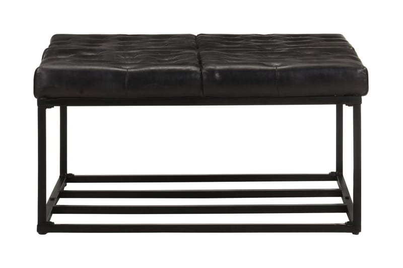 Sittpuff svart 80x80x43 cm äkta skinn - Svart - Möbler - Stolar & fåtöljer - Pall & puff - Sittpuff