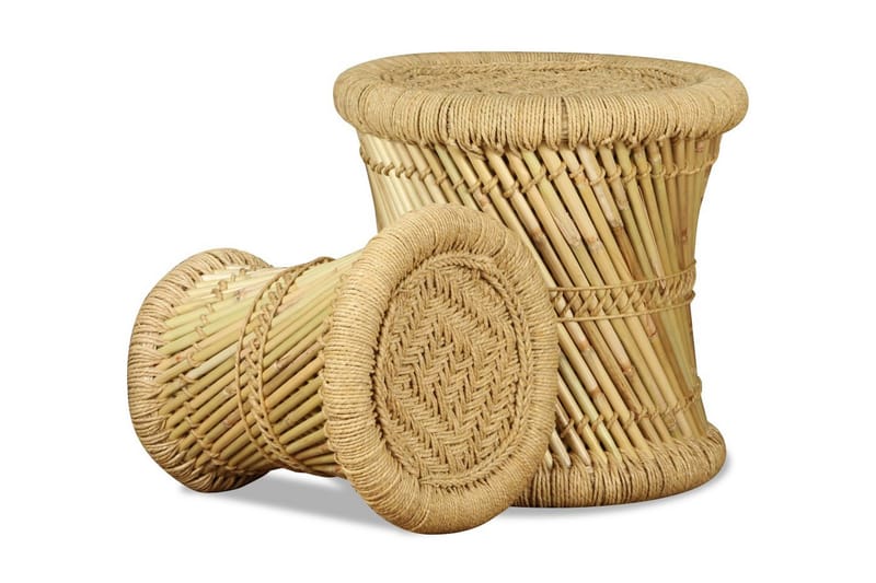 Pallar 2 st bambu och jute - Brun - Möbler - Stolar & fåtöljer - Pall & puff