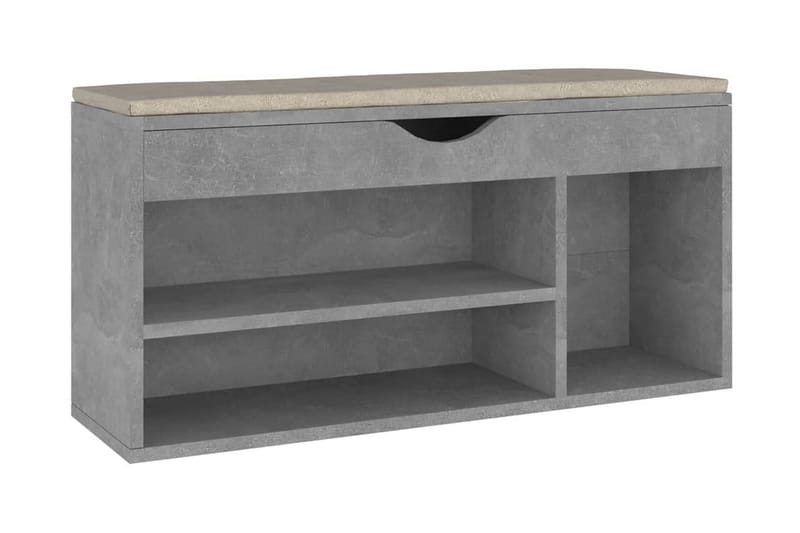 Skobänk med dyna betonggrå 104x30x49 cm spånskiva - Grå - Möbler - Stolar & fåtöljer - Sittbänk - Hallbänk - Skobänk & skohylla med bänk