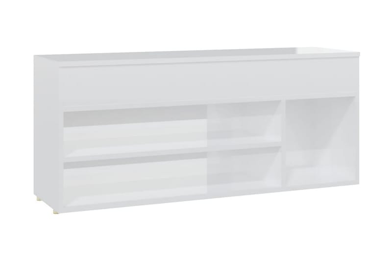 Skobänk vit högglans 105x30x45 cm spånskiva - Vit - Möbler - Stolar & fåtöljer - Sittbänk - Hallbänk - Skobänk & skohylla med bänk