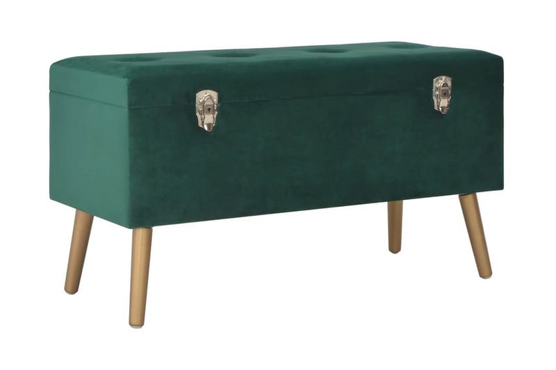 Bänk med förvaringsutrymme 80 cm grön sammet - Grön - Förvaring - Förvaringsmöbler - Sittmöbler med förvaring - Förvaringsbänk