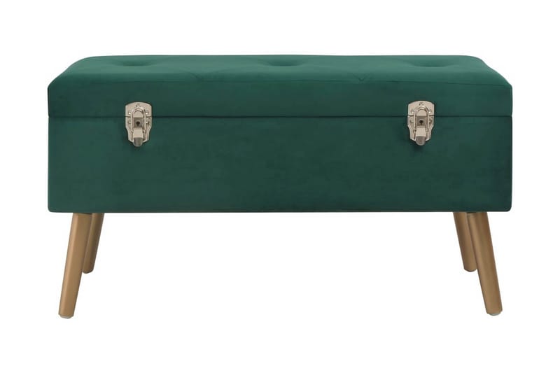Bänk med förvaringsutrymme 80 cm grön sammet - Grön - Möbler - Stolar & fåtöljer - Sittbänk - Hallbänk