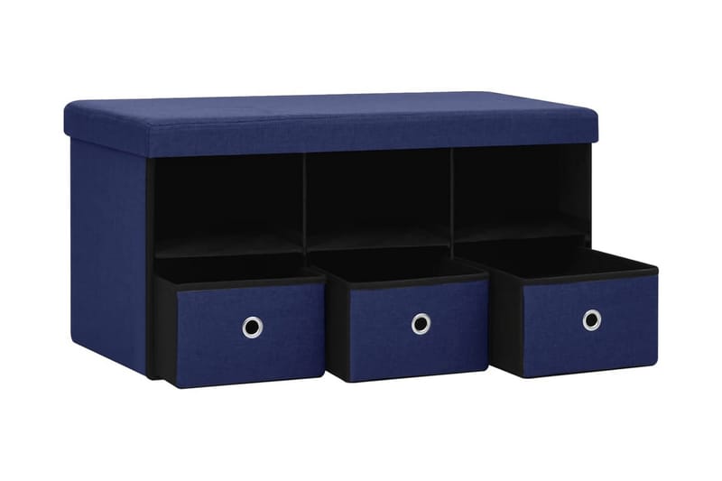 Hopfällbar förvaringsbänk blå 76x38x38 cm konstlinne - Blå - Möbler - Stolar & fåtöljer - Sittbänk - Skobänk & skohylla med bänk