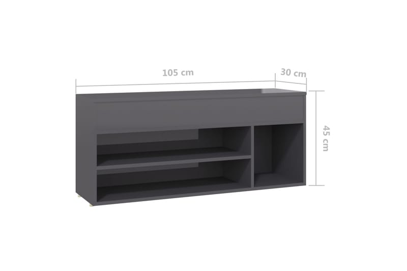 Skobänk grå högglans 105x30x45 cm spånskiva - Grå högglans - Möbler - Stolar & fåtöljer - Sittbänk - Skobänk & skohylla med bänk