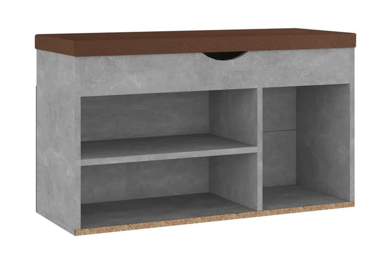 Skobänk med dyna betonggrå 80x30x47 cm spånskiva - Betonggrå - Möbler - Stolar & fåtöljer - Sittbänk - Skobänk & skohylla med bänk