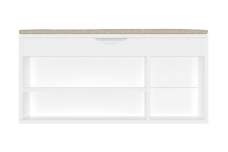 Skobänk med dyna vit högglans 104x30x49 cm spånskiva - Vit högglans - Möbler - Stolar & fåtöljer - Sittbänk - Skobänk & skohylla med bänk