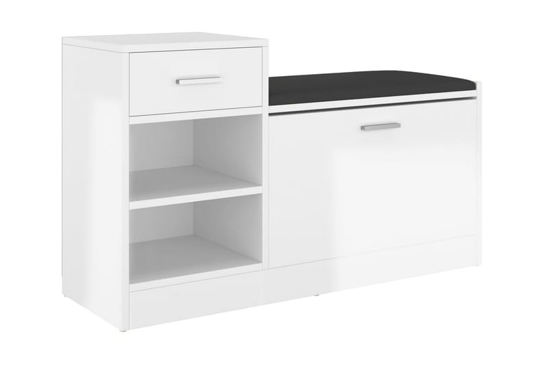 Skobänk vit högglans 94,5x31x57 cm spånskiva - Vit högglans - Möbler - Tv möbel & mediamöbel - TV bänk & mediabänk