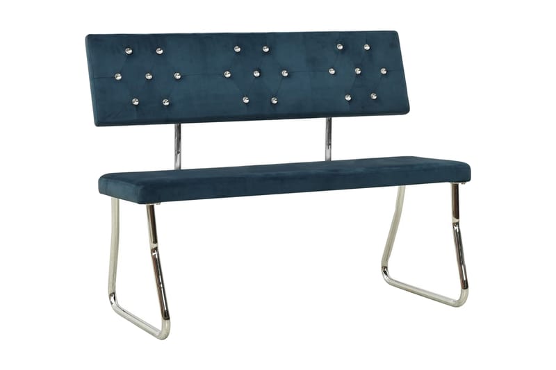 Bänk 110 cm blå sammet - Blå - Möbler - Stolar & fåtöljer - Sittbänk - Bänk med ryggstöd