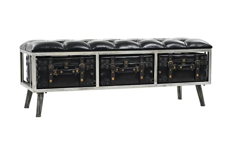 Bänk 110 cm svart konstläder - Svart - Förvaring - Förvaringsmöbler - Sittmöbler med förvaring - Förvaringsbänk