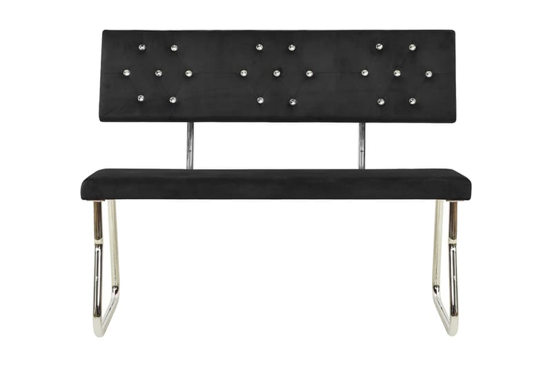 Bänk 110 cm svart sammet - Svart - Möbler - Stolar & fåtöljer - Sittbänk - Bänk med ryggstöd