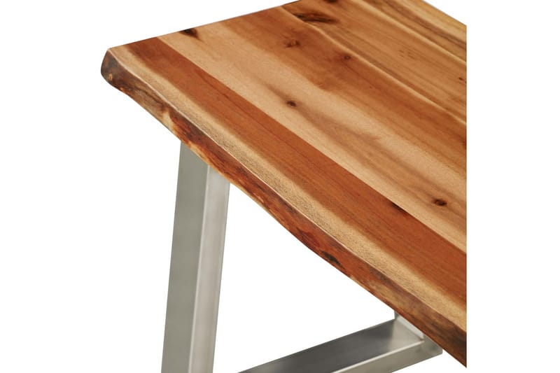 Bänk 140 cm massivt akaciaträ och rostfritt stål - Brun - Möbler - Stolar & fåtöljer - Sittbänk