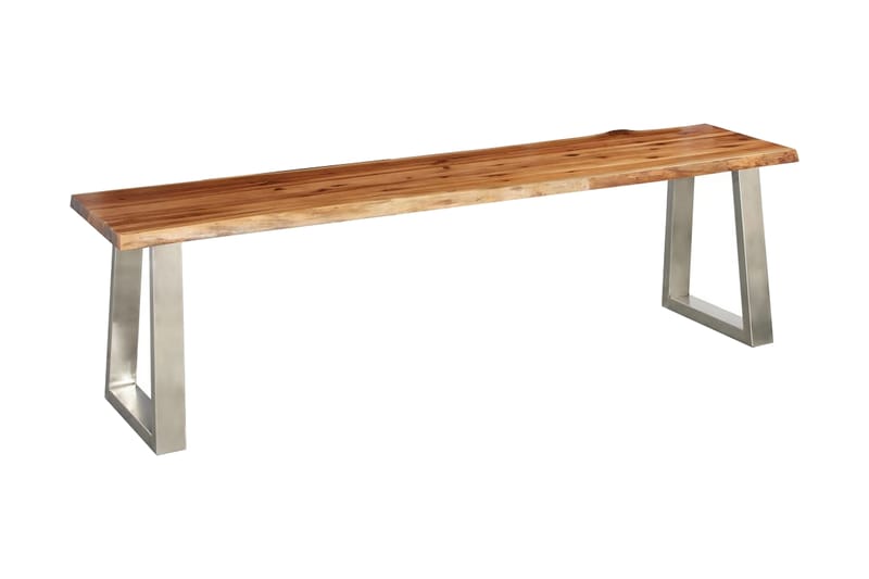 Bänk 160 cm massivt akaciaträ och rostfritt stål - Brun - Möbler - Stolar & fåtöljer - Sittbänk