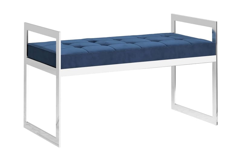 Bänk 97 cm blå sammet och rostfritt stål - Blå - Möbler - Stolar & fåtöljer - Sittbänk