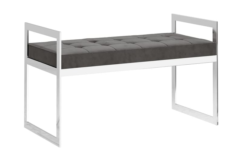 Bänk 97 cm grå sammet och rostfritt stål - Grå - Möbler - Stolar & fåtöljer - Sittbänk