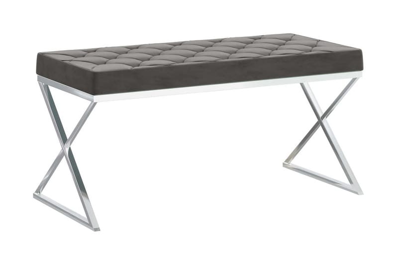 Bänk 97 cm grå sammet och rostfritt stål - Grå - Möbler - Bord & matgrupper - Avlastningsbord & sidobord - Sängbord & nattduksbord