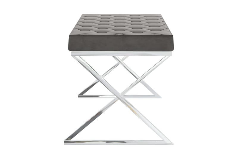 Bänk 97 cm grå sammet och rostfritt stål - Grå - Möbler - Stolar & fåtöljer - Sittbänk