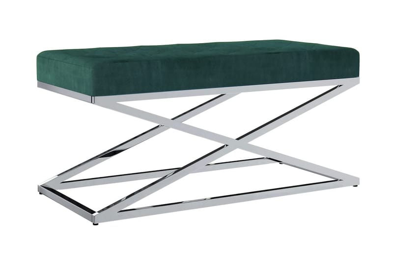 Bänk 97 cm grön sammetstyg och rostfritt stål - Grön - Möbler - Stolar & fåtöljer - Sittbänk