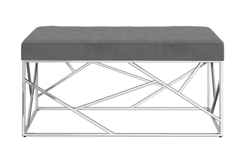 Bänk 97 cm mörkgrå sammetstyg och rostfritt stål - Mörkgrå - Möbler - Stolar & fåtöljer - Sittbänk