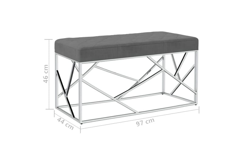 Bänk 97 cm mörkgrå sammetstyg och rostfritt stål - Mörkgrå - Möbler - Stolar & fåtöljer - Sittbänk