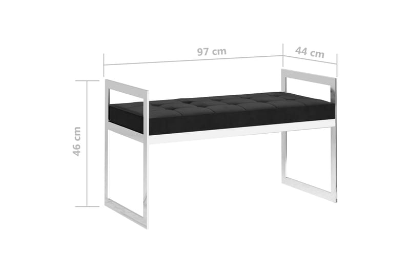 Bänk 97 cm svart sammet och rostfritt stål - Svart - Möbler - Stolar & fåtöljer - Sittbänk