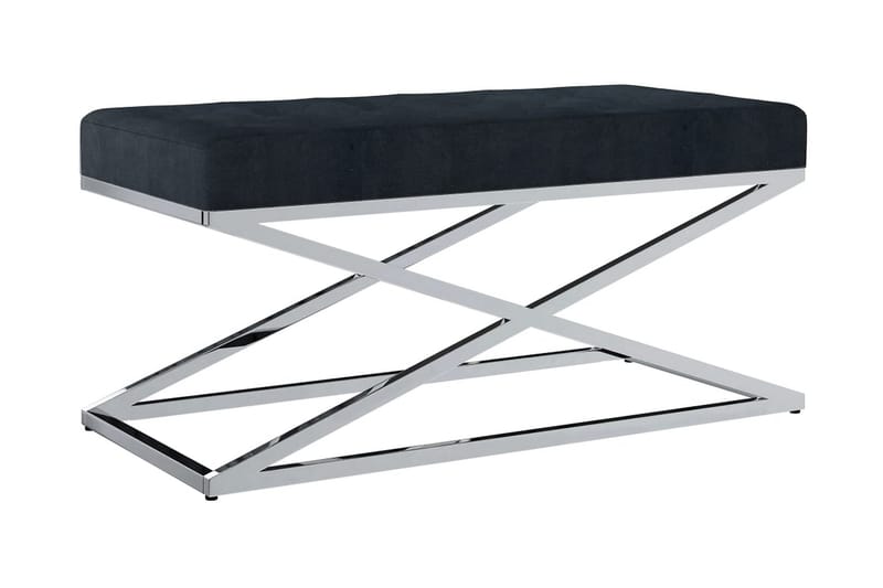Bänk 97 cm svart sammetstyg och rostfritt stål - Svart - Möbler - Stolar & fåtöljer - Sittbänk