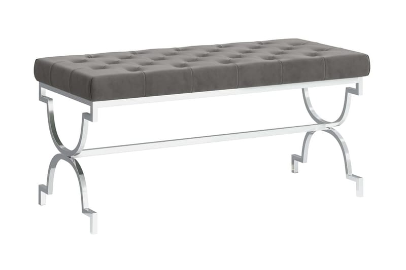 Bänk 99 cm grå sammet och rostfritt stål - Grå - Möbler - Stolar & fåtöljer - Sittbänk