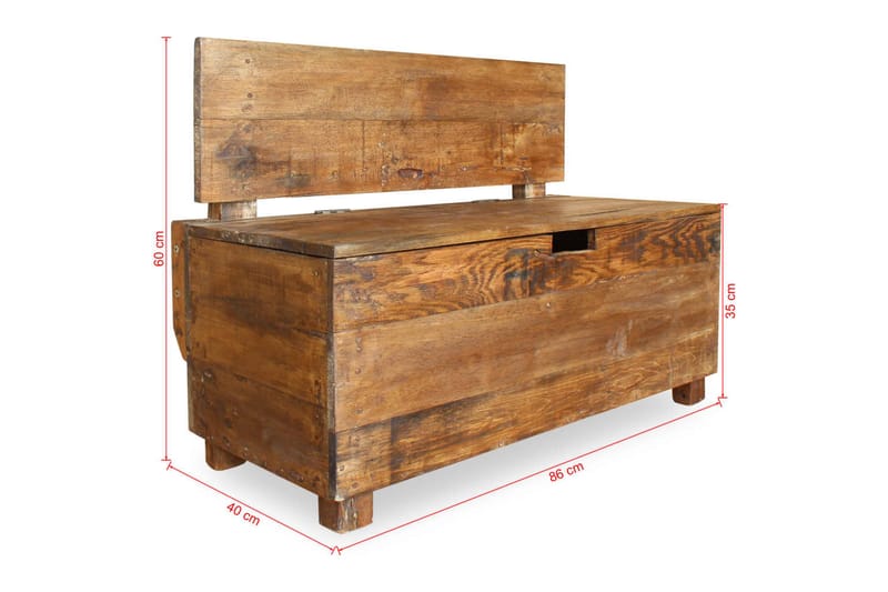 Bänk massivt återvunnet trä 86x40x60 cm - Brun - Möbler - Stolar & fåtöljer - Sittbänk