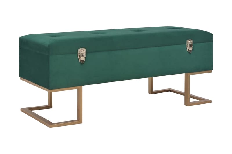 Bänk med förvaringsutrymme 105 cm grön sammet - Grön - Möbler - Stolar & fåtöljer - Sittbänk