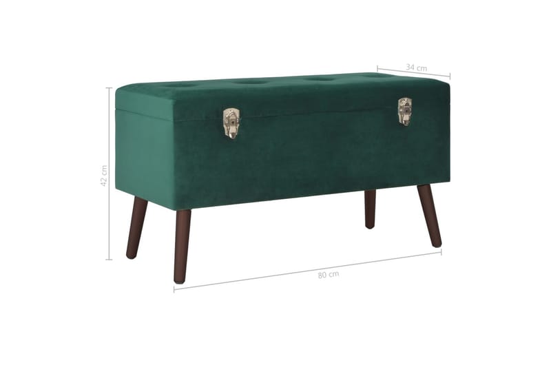 Bänk med förvaringsutrymme grön 80 cm sammet - Grön - Möbler - Stolar & fåtöljer - Sittbänk