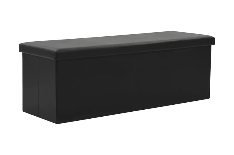 Förvaringsbänk hopfällbar konstläder 110x38x38 cm svart - Svart - Möbler - Stolar & fåtöljer - Sittbänk - Hallbänk - Hallbänk med förvaring