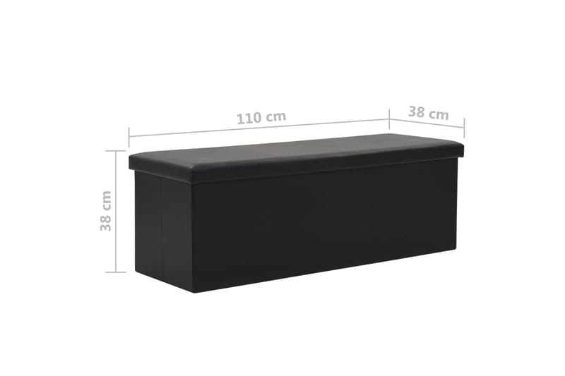 Förvaringsbänk hopfällbar konstläder 110x38x38 cm svart - Svart - Möbler - Stolar & fåtöljer - Sittbänk