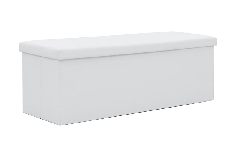 Förvaringsbänk hopfällbar konstläder 110x38x38 cm vit - Vit - Möbler - Stolar & fåtöljer - Sittbänk